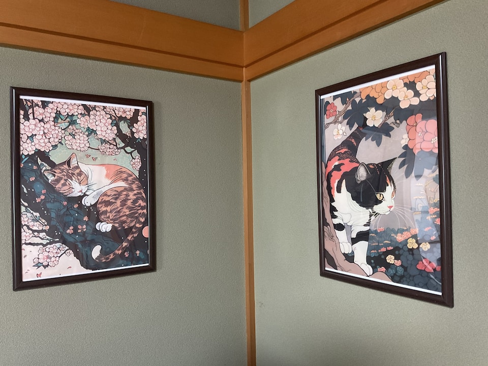 猫の浮世絵風アート